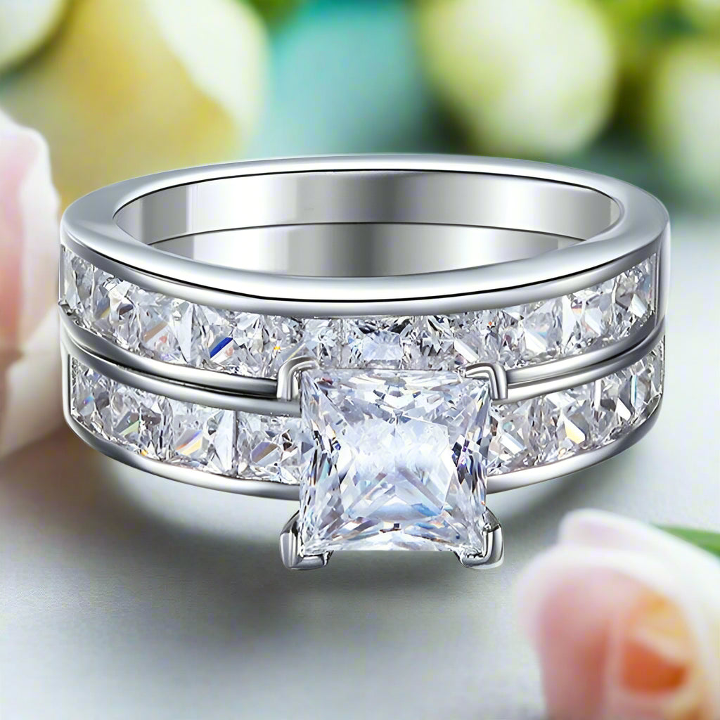 1.00 ct Princess-cut Diamond Bridal Set-Evani Naomi Jewelry