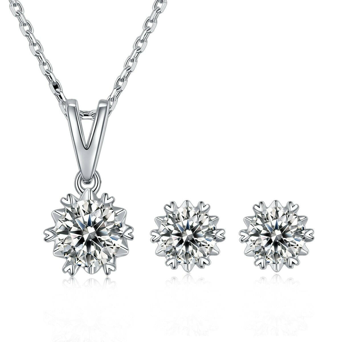 1.00 ct Round Diamond Snowflake Jewelry Set-Evani Naomi Jewelry