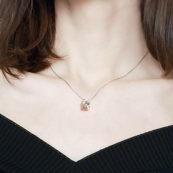 1.00 ct Round-cut 6.5mm Diamond Necklace-Evani Naomi Jewelry