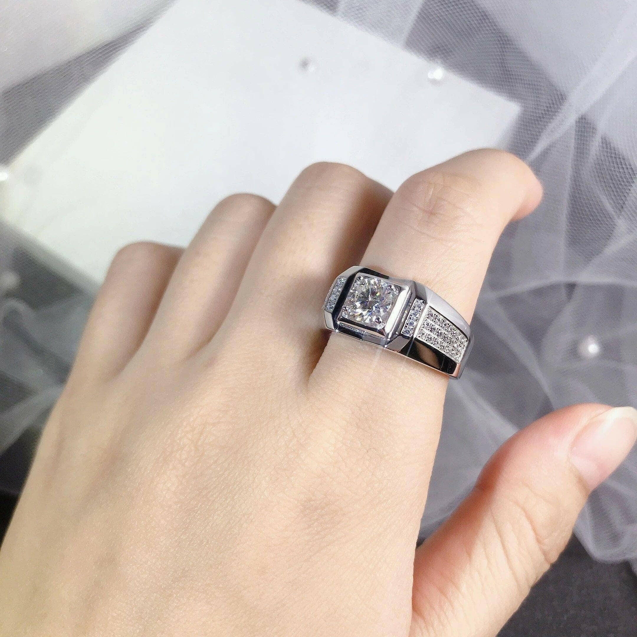1.00 ct Round-cut Diamond Cluster Men's Rings-Evani Naomi Jewelry