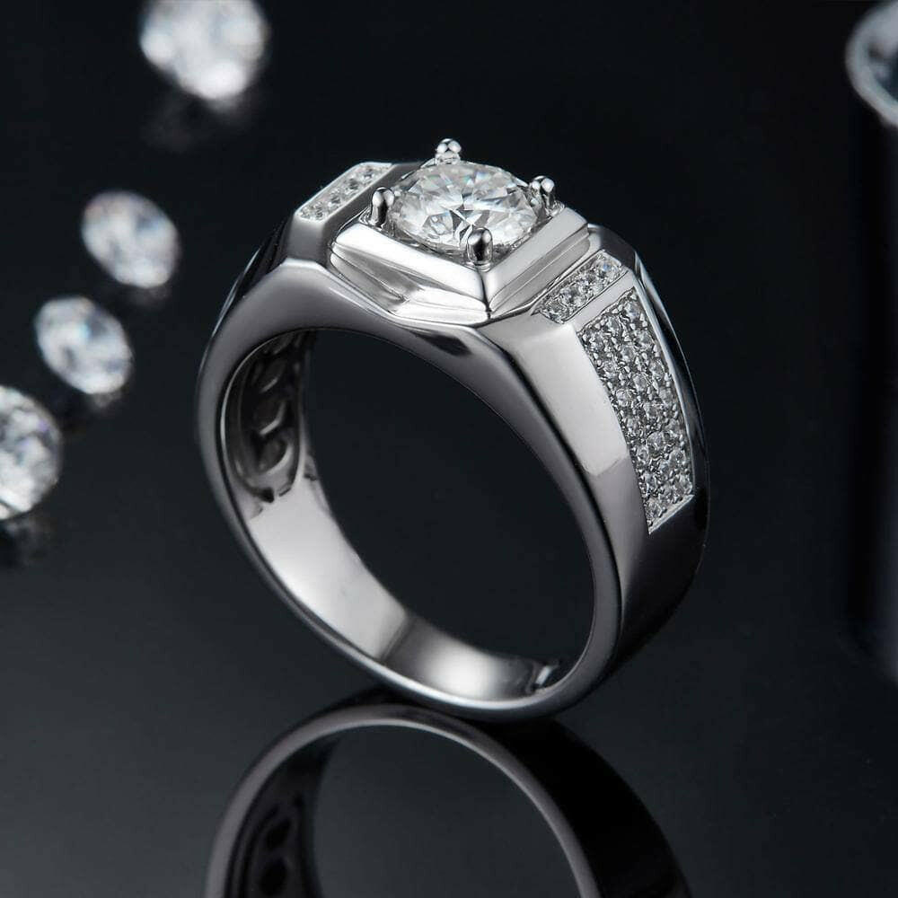 1.00 ct Round-cut Diamond Cluster Men's Rings-Evani Naomi Jewelry