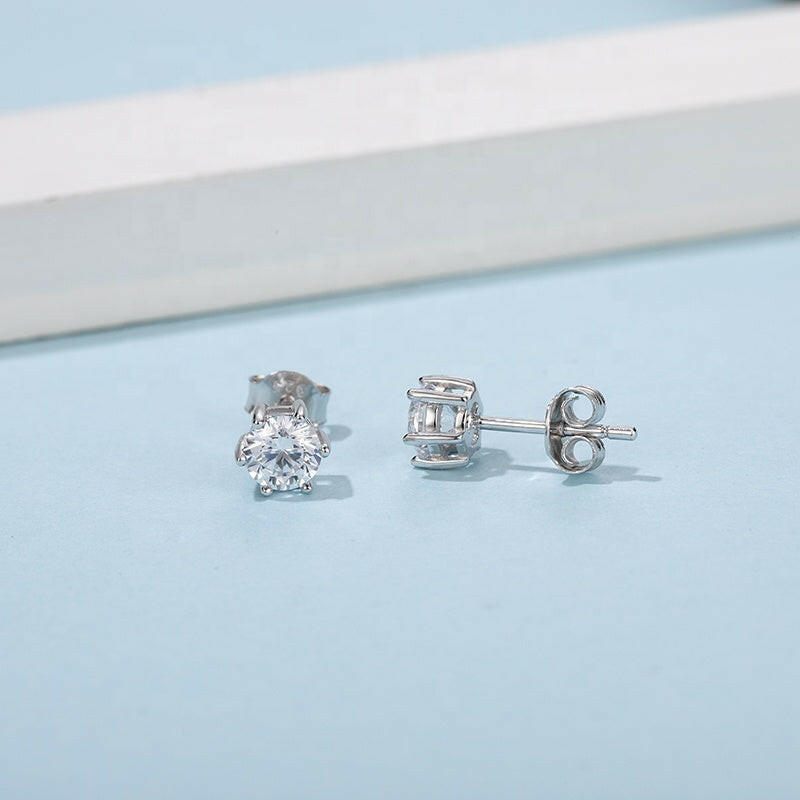 1.00 ct Round-cut Diamond Stud Earrings-Evani Naomi Jewelry