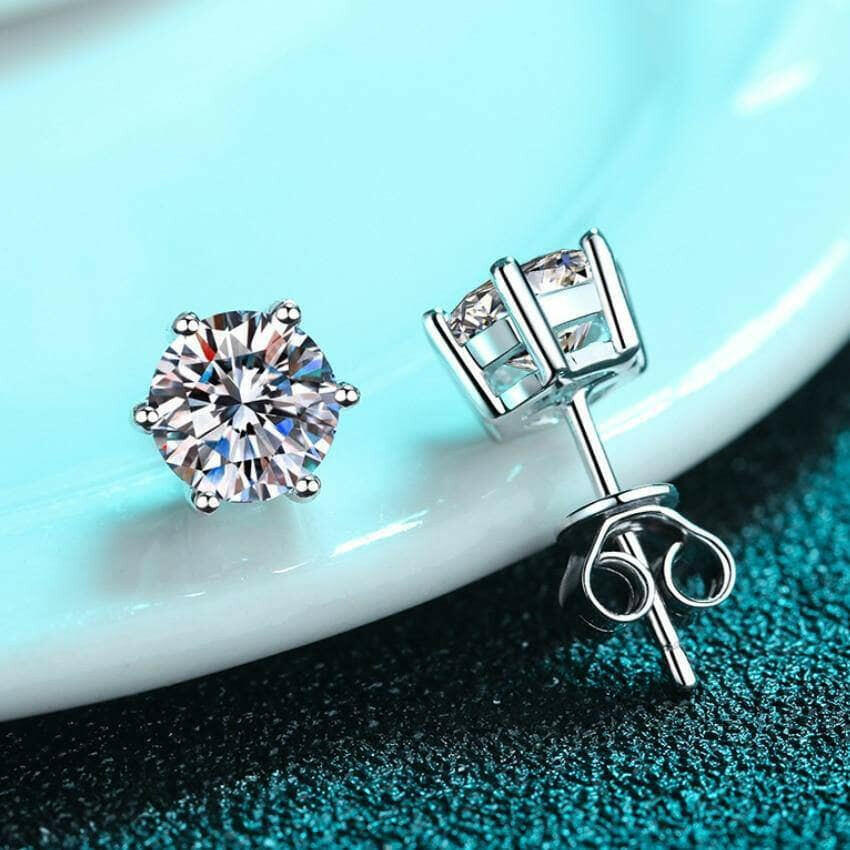 1.00 ct Round-cut Diamond Stud Earrings-Evani Naomi Jewelry