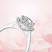 1.00 ct Sunflower Shaped Halo Diamond Engagement Ring-Evani Naomi Jewelry