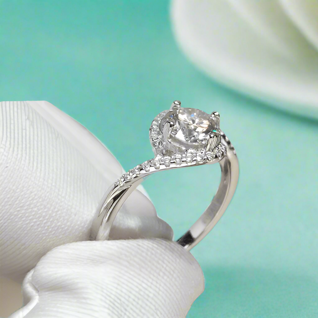 1.0ct Diamond Vortex Shaped Platinum Engagement Ring-Evani Naomi Jewelry