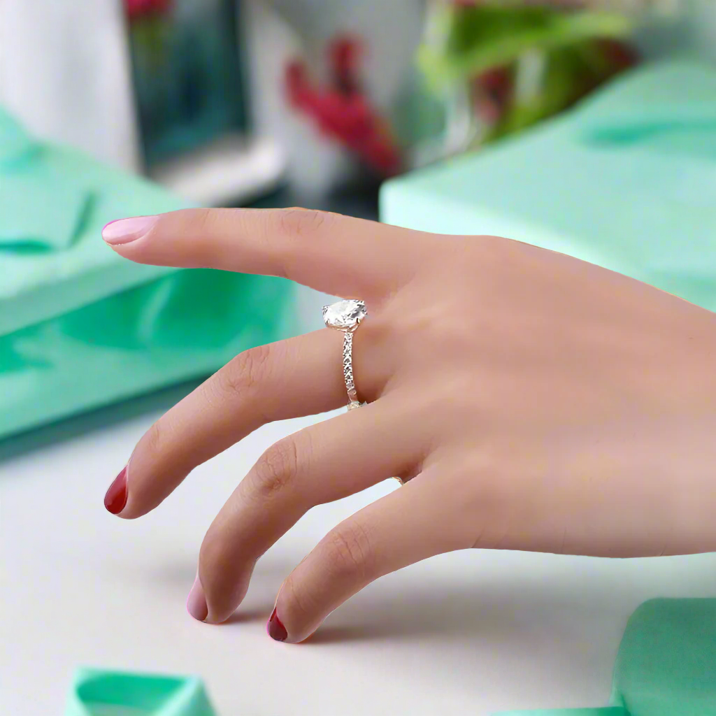 1.5 Ct Oval Cut Diamond Engagement Ring-Evani Naomi Jewelry