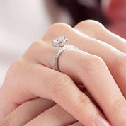 1.51 ct Round Diamond Halo Dainty Ring Set-Evani Naomi Jewelry