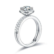 1.51 ct Round Diamond Halo Dainty Ring Set-Evani Naomi Jewelry