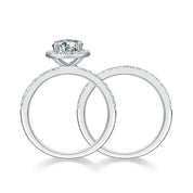 1.51 ct Round Diamond Halo Dainty Ring Set-Evani Naomi Jewelry