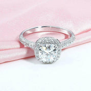 1.5ct 7mm Cushion Cut Diamond Halo Engagement Ring-Evani Naomi Jewelry