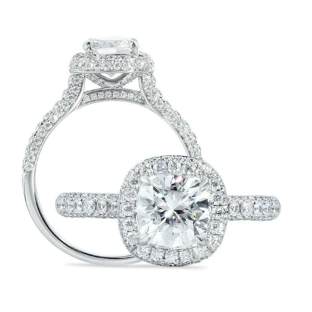 1.5ct 7mm Cushion Cut Diamond Halo Engagement Ring-Evani Naomi Jewelry