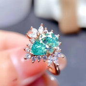 1.5ct Green Pear Cut Diamond Ring-Evani Naomi Jewelry