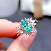 1.5ct Green Pear Cut Diamond Ring-Evani Naomi Jewelry