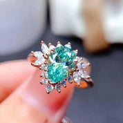 1.5ct Green Pear Cut Diamond Ring-Evani Naomi Jewelry