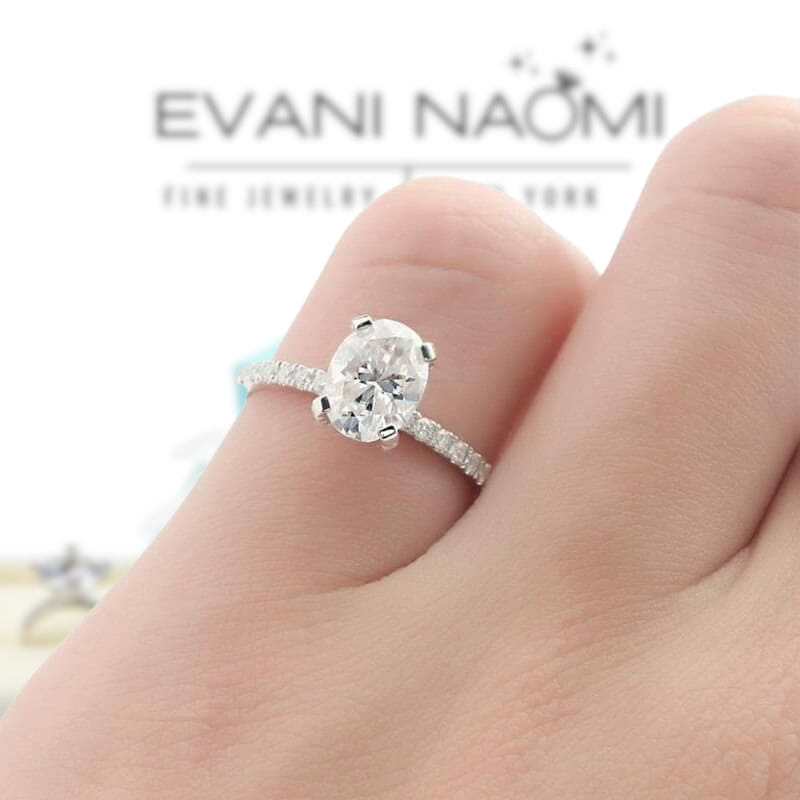 1.5ct Oval Cut Diamond Halo 14K Engagement Ring-Evani Naomi Jewelry