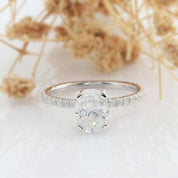 1.5ct Oval Cut Diamond Halo 14K Engagement Ring-Evani Naomi Jewelry