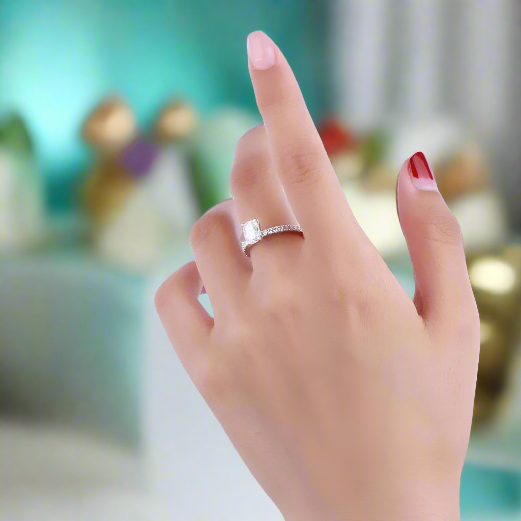 1ct Cushion Cut 14k Diamond Engagement Ring-Evani Naomi Jewelry