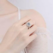 1ct Round Cut Diamond Double Halo Engagement Ring-Evani Naomi Jewelry