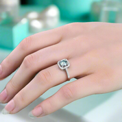 1ct Round Green Diamond Halo Engagement Ring-Evani Naomi Jewelry