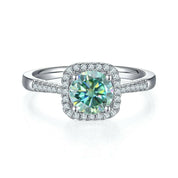 1ct Round Green Diamond Halo Engagement Ring-Evani Naomi Jewelry