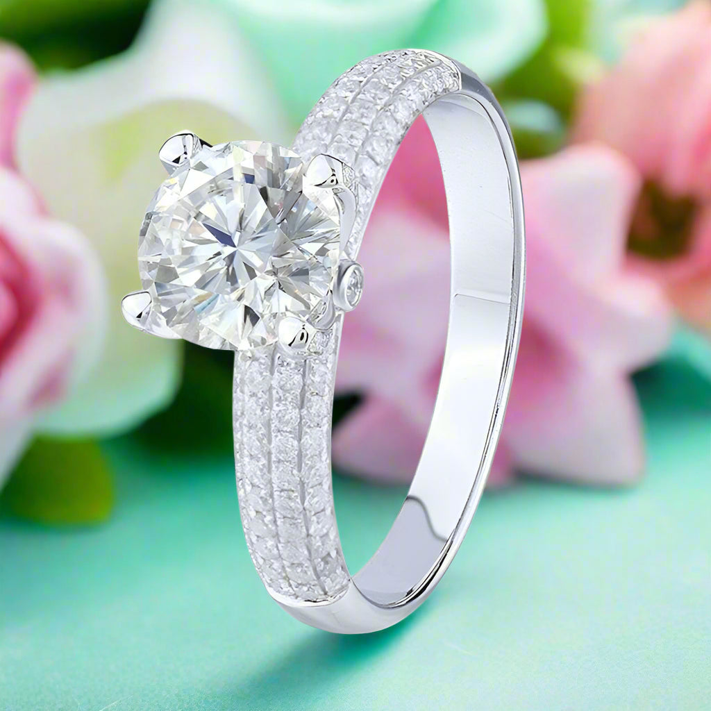 1ct VVS1 Round Cut Diamond Engagement Ring-Evani Naomi Jewelry