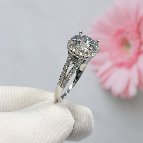 2.0 Carat Round Cut Diamond Split Shank Engagement Ring-Evani Naomi Jewelry