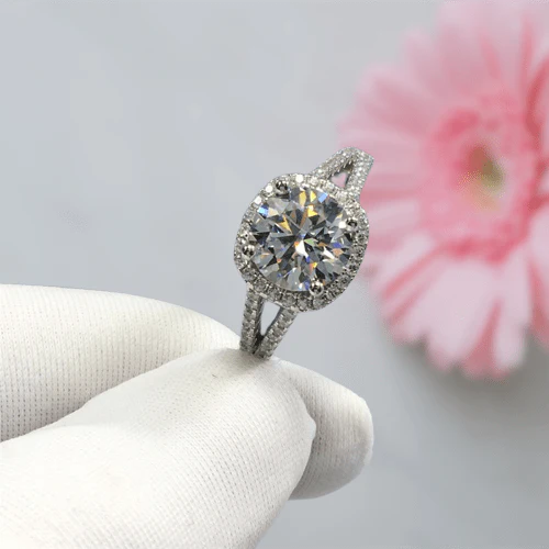 2.0 Carat Round Cut Diamond Split Shank Engagement Ring-Evani Naomi Jewelry