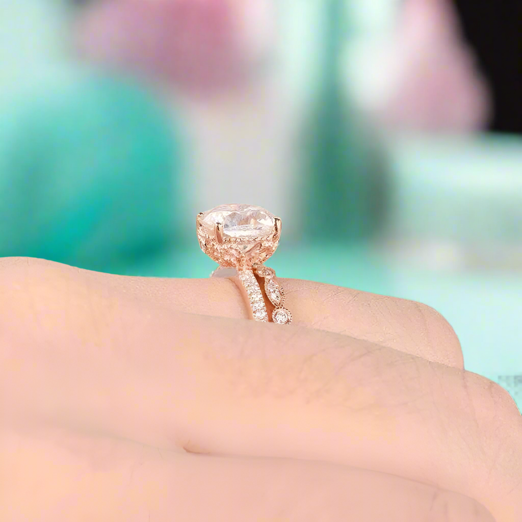 2.0 Ct Cushion Cut Diamond Bridal Ring Set-Evani Naomi Jewelry