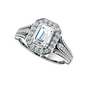 2.0 Ct Emerald-Cut Diamond Triple Pave Bezel Halo Engagement Ring-Evani Naomi Jewelry