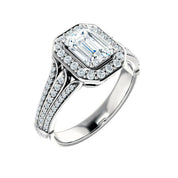2.0 Ct Emerald-Cut Diamond Triple Pave Bezel Halo Engagement Ring-Evani Naomi Jewelry