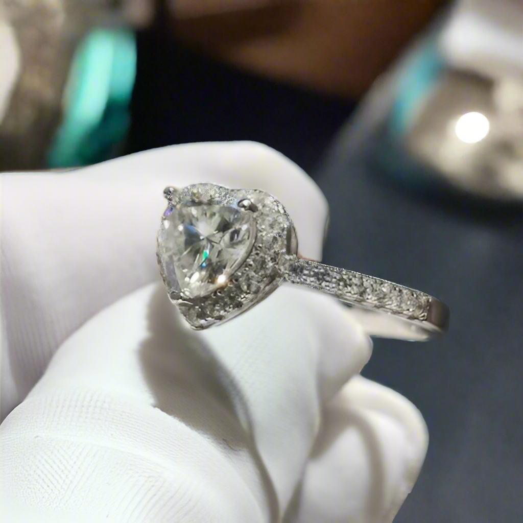 2.0 Ct Heart Cut Halo Engagement Ring-Evani Naomi Jewelry