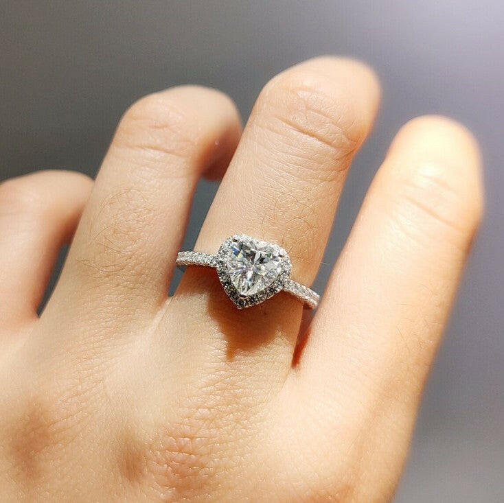 2.0 Ct Heart Cut Halo Engagement Ring-Evani Naomi Jewelry