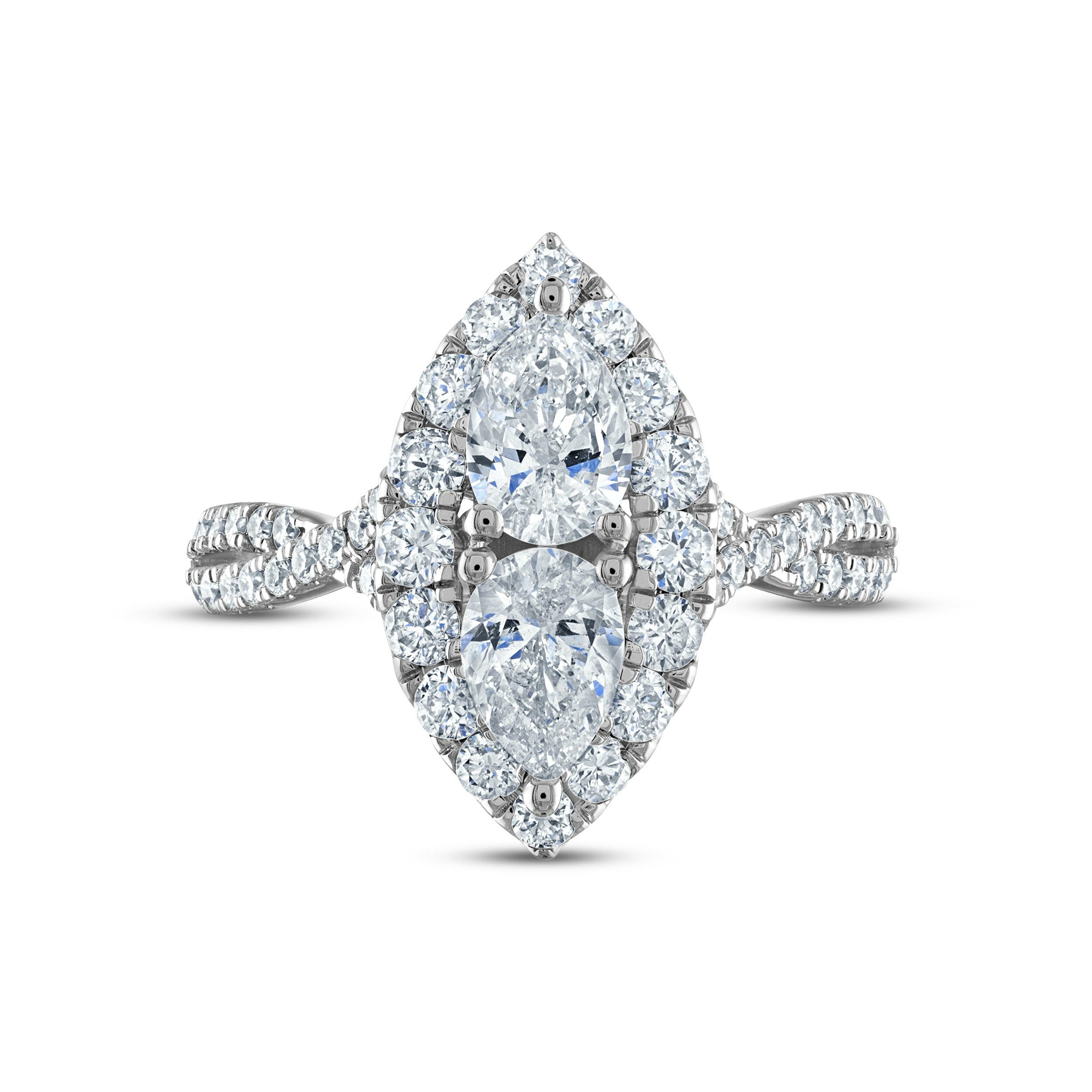 2.0 Ctw Pear Cut Diamonds Engagement Ring-Evani Naomi Jewelry