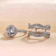 2.0 ct Round Cut Halo Insert Wedding Ring Set-Evani Naomi Jewelry
