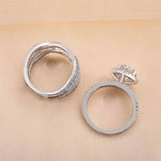 2.0 ct Round Cut Halo Insert Wedding Ring Set-Evani Naomi Jewelry