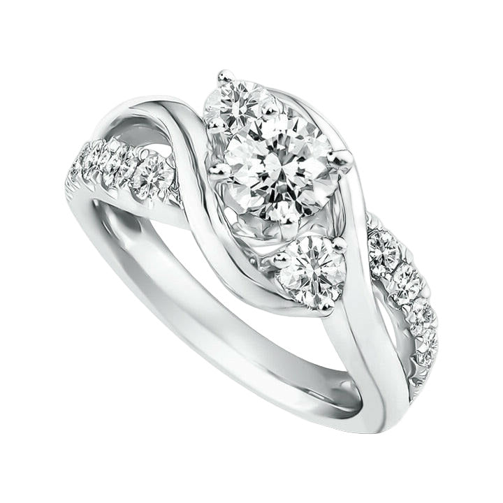 2.0 ct Round Cut Three Stone Diamond Twisted Engagement Ring-Evani Naomi Jewelry