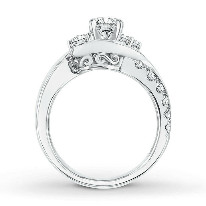 2.0 ct Round Cut Three Stone Diamond Twisted Engagement Ring-Evani Naomi Jewelry