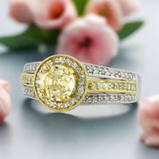 2.00 ct Fancy Yellow Round Cut Diamond Two Tone 14k Gold Engagement-Evani Naomi Jewelry