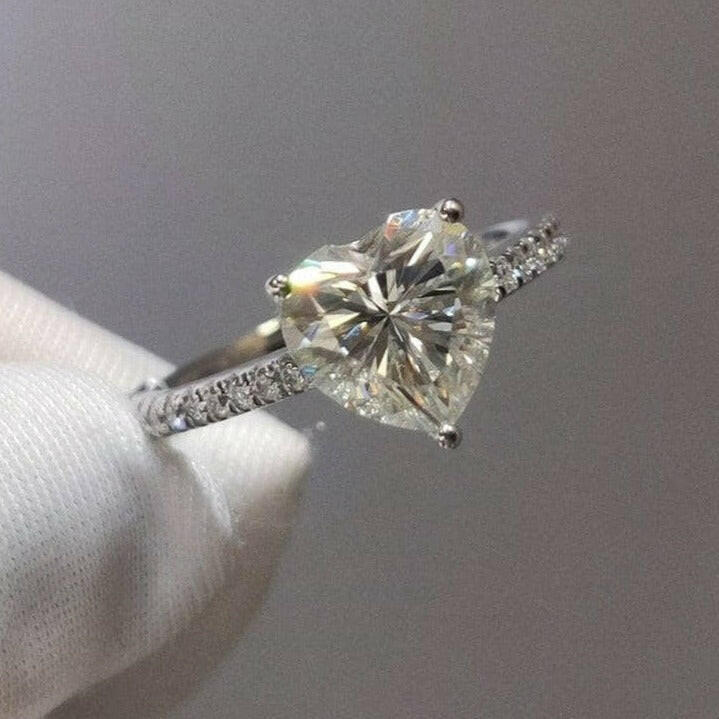 2.0ct Heart-cut Diamond Forever Love Engagement Ring-Evani Naomi Jewelry
