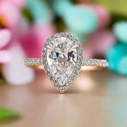 2.2 Ct Pear Cut Halo Diamond Engagement Ring-Evani Naomi Jewelry