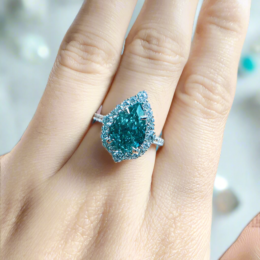 2.2 ct Halo Pear Cut Diamond Engagement Ring-Evani Naomi Jewelry