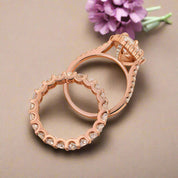 2.2 ct Pear-Cut Rose Gold Halo Bridal Ring Set-Evani Naomi Jewelry