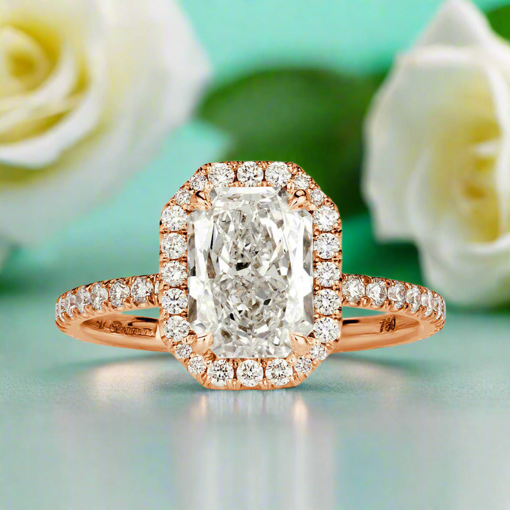 2.50 ct Halo Radiant Cut Diamond Engagement Ring-Evani Naomi Jewelry