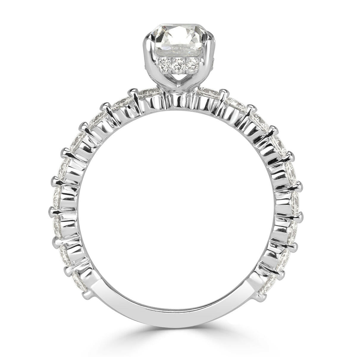 2.50 ct Old Mine Cut Diamond 14k White Gold Engagement Ring-Evani Naomi Jewelry