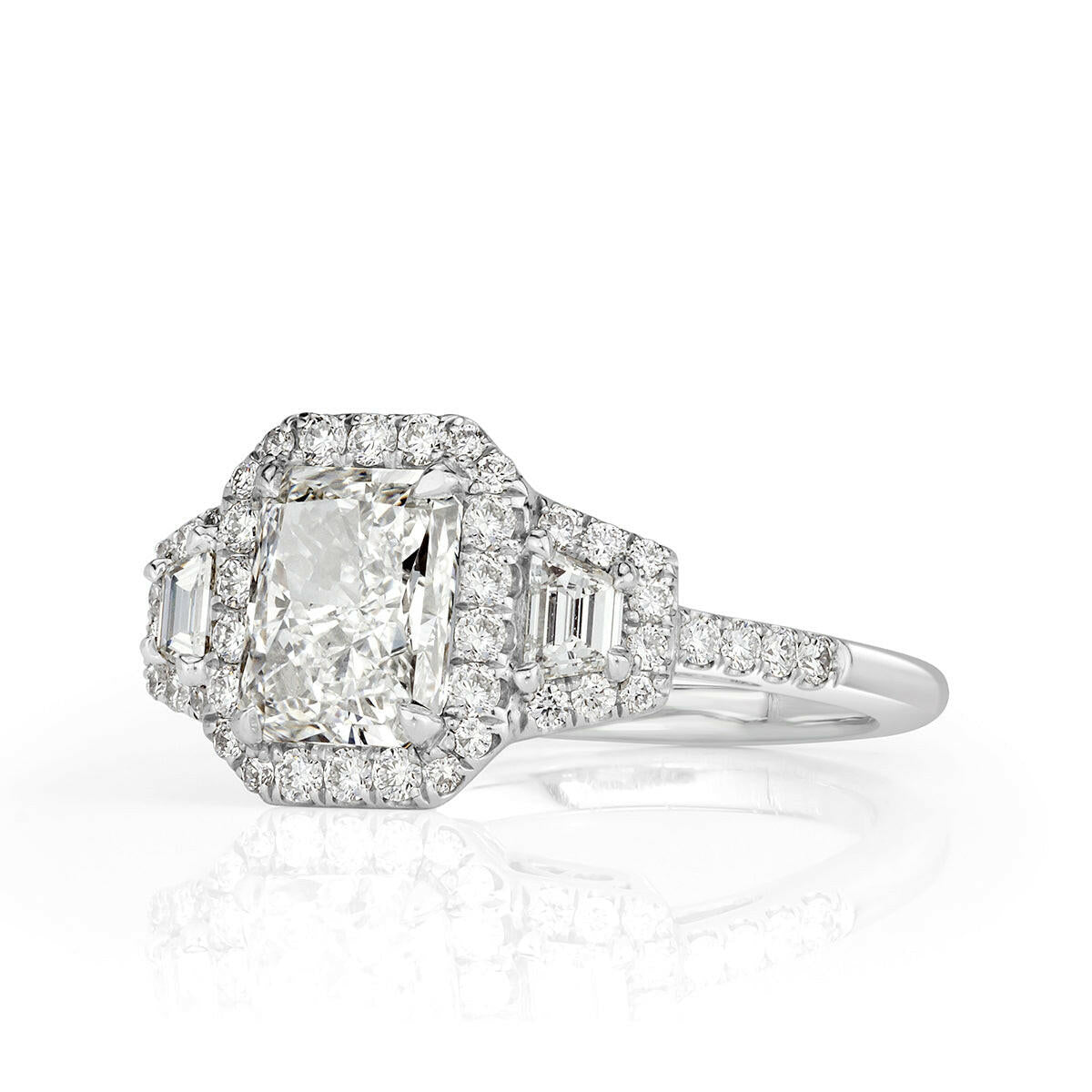 2.50 ct Radiant Cut Diamond 14k White Gold Engagement Ring-Evani Naomi Jewelry