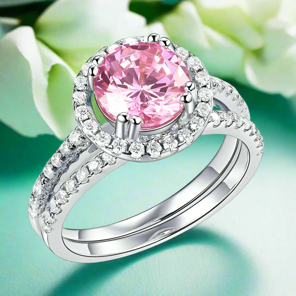 2.60 ct Round-cut Diamond Halo Bridal Set-Evani Naomi Jewelry