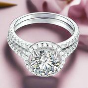 2.60 ct Round-cut Diamond Halo Bridal Set-Evani Naomi Jewelry