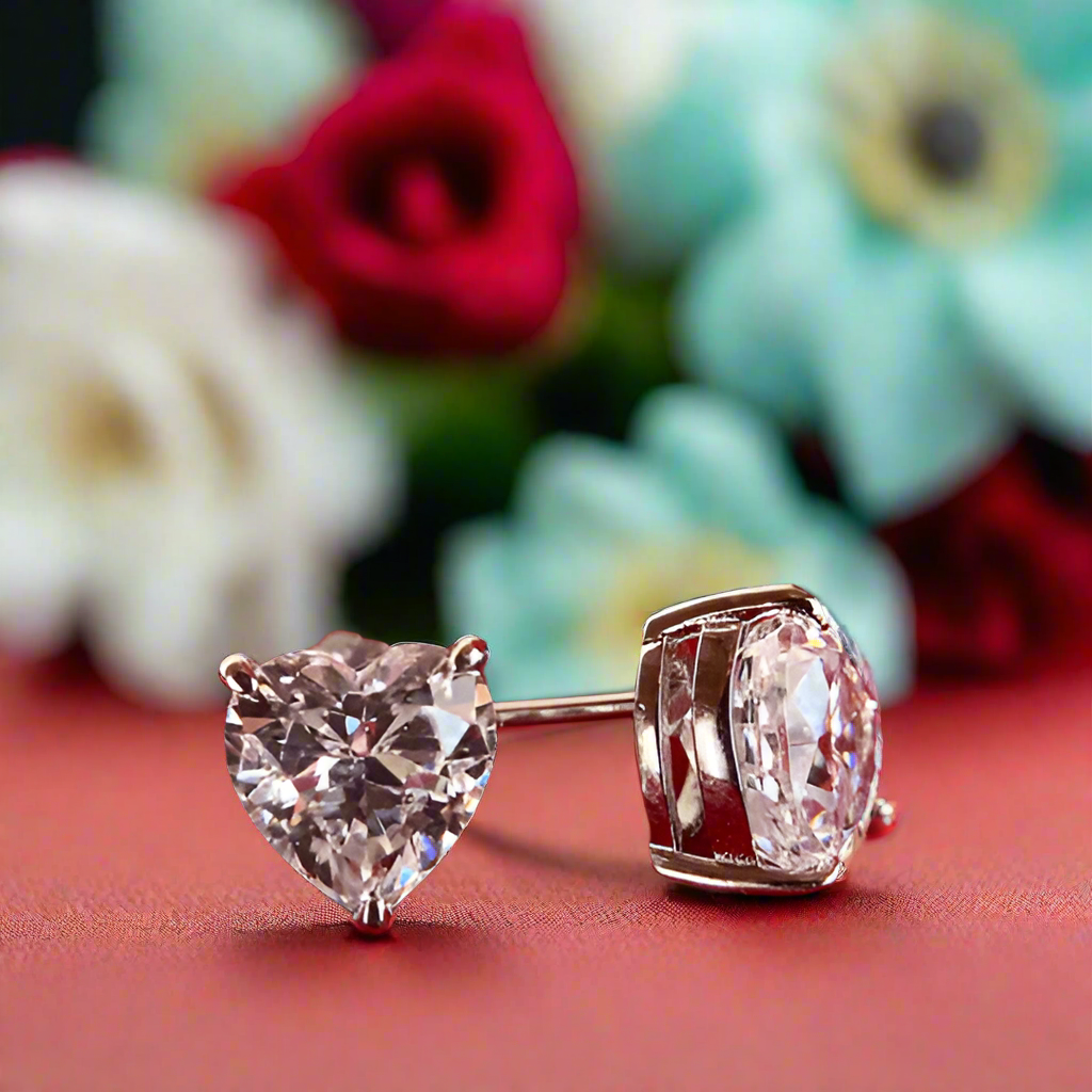 2.7 ct Heart-cut Diamond Stud Earrings-Evani Naomi Jewelry
