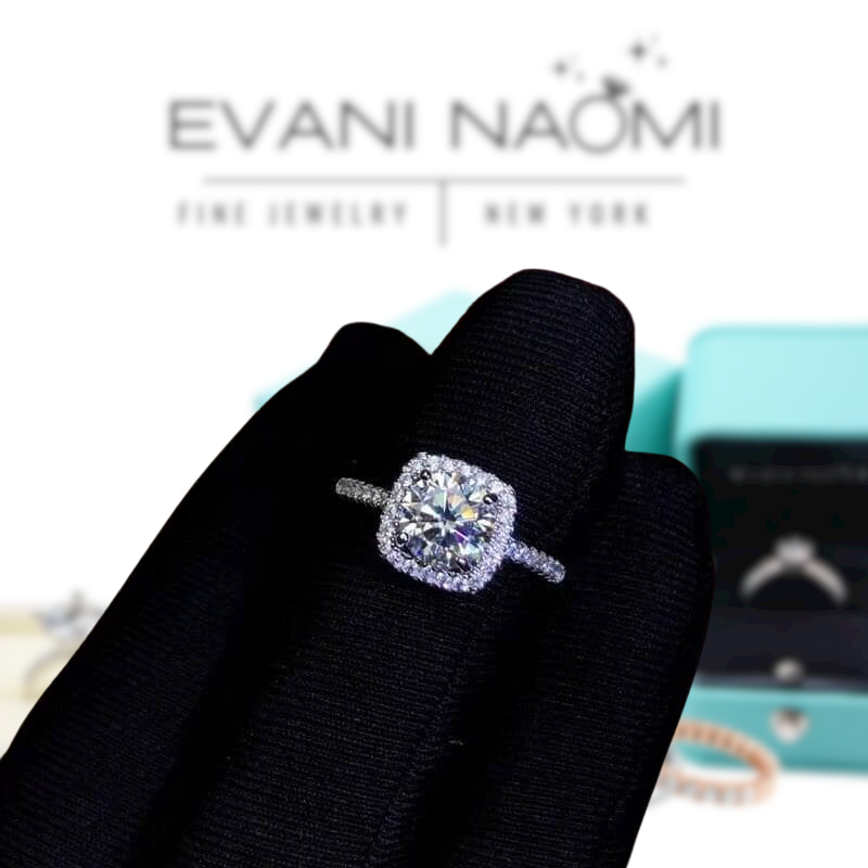 2ct Round Cut Diamond Halo Engagement Ring-Evani Naomi Jewelry
