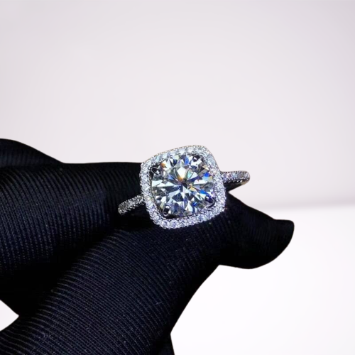 2ct Round Cut Diamond Halo Engagement Ring-Evani Naomi Jewelry